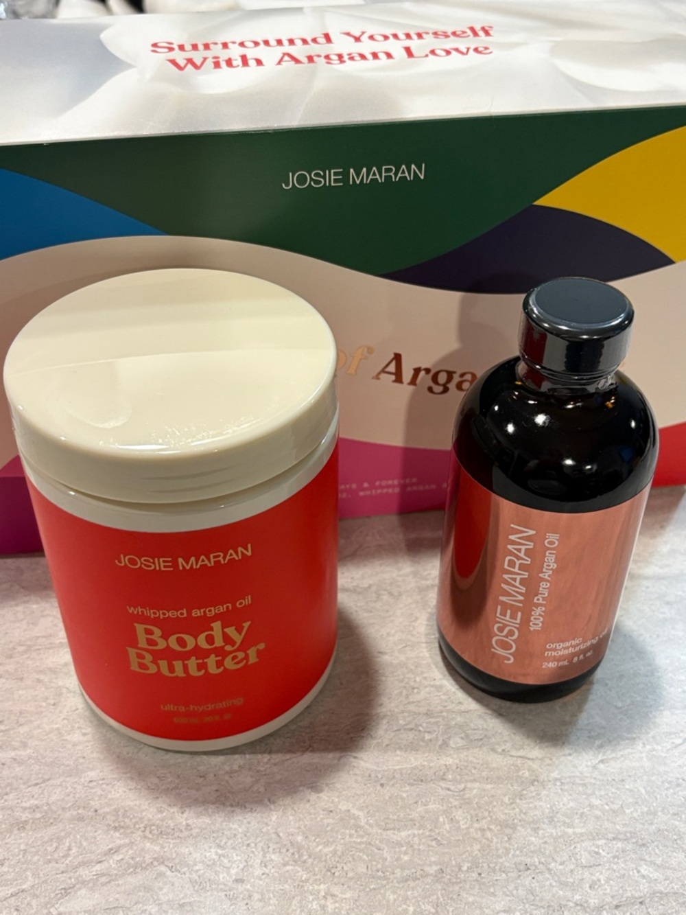 JOSIE MARAN Red Whipped Argan Oil Body Butter & Argan Oil Duo